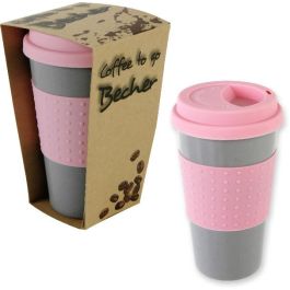 Coffee-To-Go Becher Grau / Pink