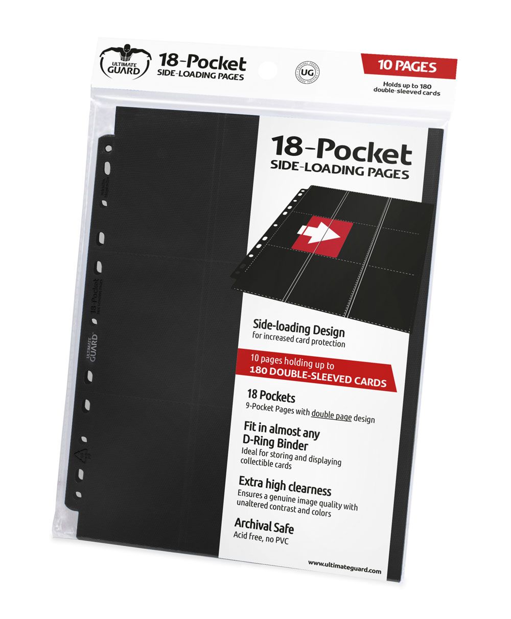 Ultimate Guard 18-Pocket Pages Side-Loading Schwarz 2 Bögen = 36 Taschen 